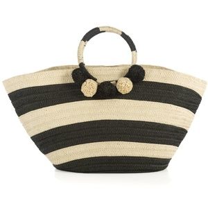 Shiraleah CAPRI Bohemian Tote Handbag Ivory Black